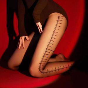 2/$20 Brand New Black Stocking Tights Socks "Measurement" Graphic